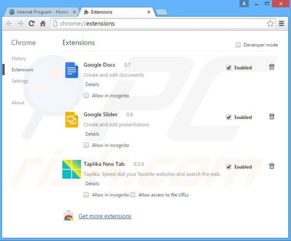 Suppression des publicités BrowserSupport dans Google Chrome étape 2