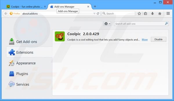 Suppression des publicités Coolpic dans Mozilla Firefox étape 2