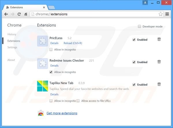Suppression des extensions reliées à jamenize.com dans Google Chrome 