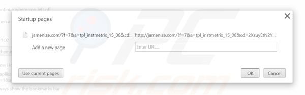 Suppression de la page d'accueil de jamenize.com dans Google Chrome