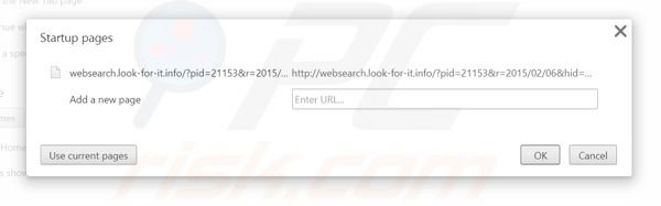 Suppression de la page d'accueil de websearch.look-for-it.info dans Google Chrome 