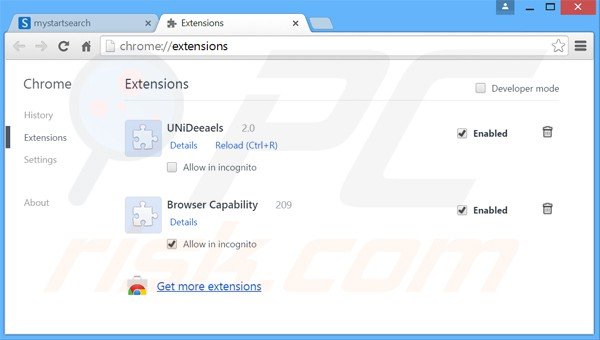 Suppression des extensions reliées à luckysearches.com dans Google Chrome 