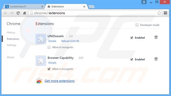 Suppression des extensions reliées à luckysearches.com dans Google Chrome 