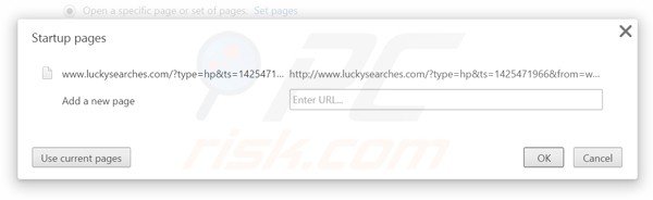  Suppression de la page d'accueil de luckysearches.com dans Google Chrome 