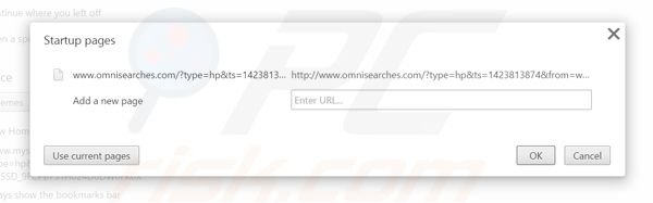 Suppression de la page d'accueil d'omniboxes.com dans Google Chrome 