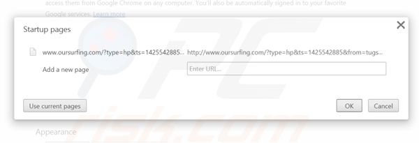 Suppression de la page d'accueil d'oursurfing.com dans Google Chrome 