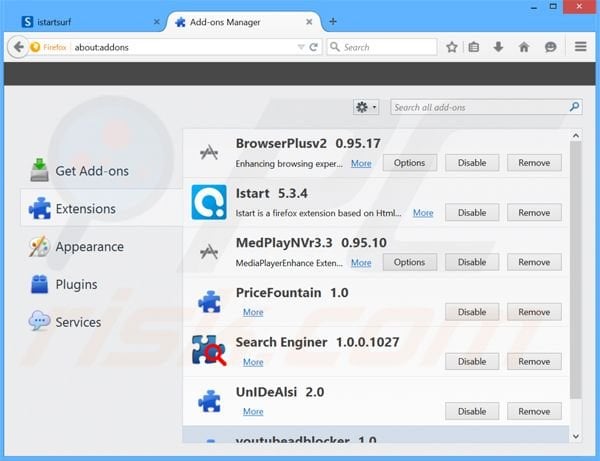 Suppression des extensions reliées à oursurfing.com dans Mozilla Firefox 