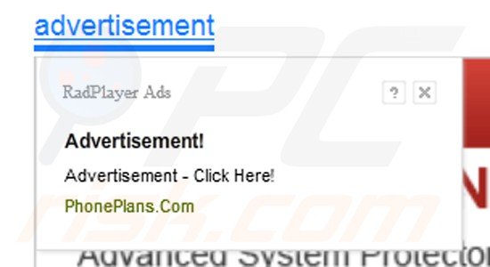 radplayer générant des publicités en ligne intrusives