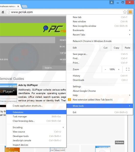 Suppression des publicités SmartShopper dans Google Chrome étape 1