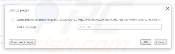 Suppression de la page d'accueil de websearch.swellsearch.info dans Google Chrome 