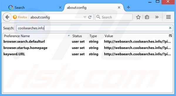 Suppression du moteur de recherche par défaut de websearch.coolsearches.info dans Mozilla Firefox 