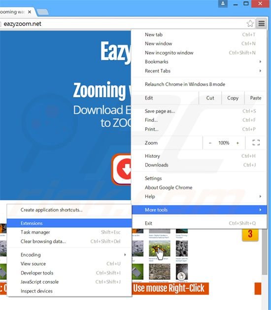 Suppression des publicités Eazy Zoom dans Google Chrome étape 1