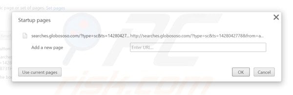 Suppression de la page d'accueil de searches.globososo.com dans Google Chrome 