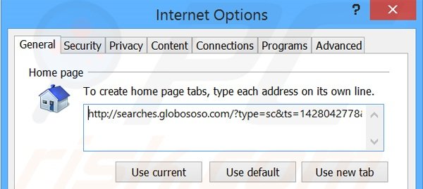Suppression de la page d'accueil de searches.globososo.com dans Internet Explorer 
