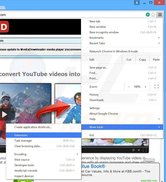 Suppression des publicités HDtube  dans Google Chrome étape 1