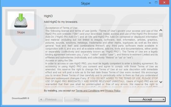 Installateur du logiciel de publicité HDtube 