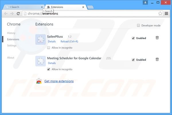 Suppression des extensions reliées à i-search.us.com dans Google Chrome 