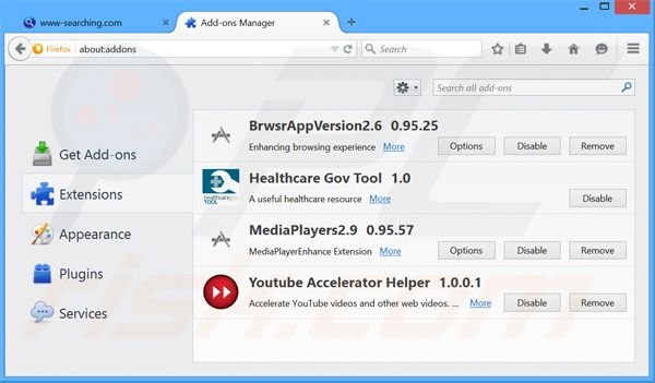 Suppression des extensions reliées à i-search.us.com dans Mozilla Firefox 