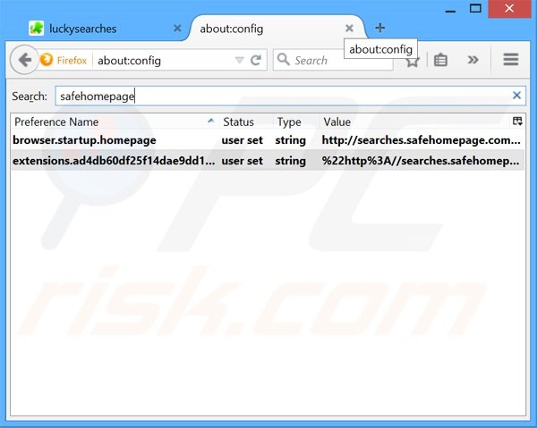 Suppression du moteur de recherche par défaut de searches.safehomepage.com dans Mozilla Firefox 