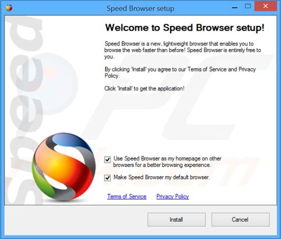 Installateur du logiciel de publicité Speed Browser 
