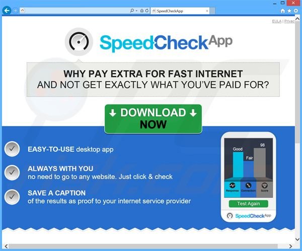 Logiciel de publicité SpeedCheckApp 