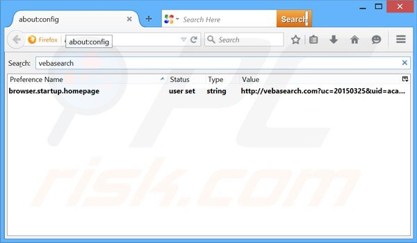 Suppression du moteur de recherche par défaut de vebasearch.com dans Mozilla Firefox