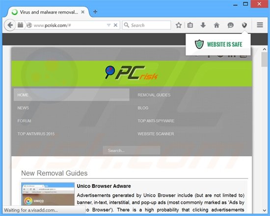 Capture d'écran du logiciel de publicité Web Protector 