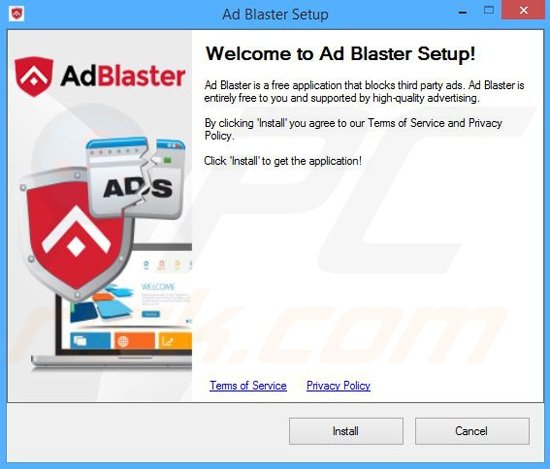 Installateur du logiciel de publicité Ad Blaster