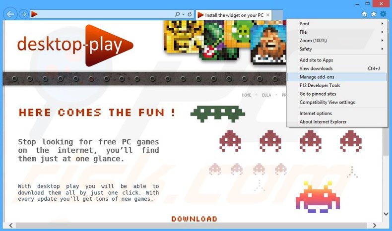 Suppression des publicités Desktop-play dans Internet Explorer étape 1