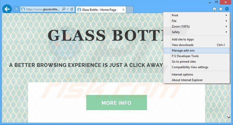 Suppression des publicités glass bottle dans Internet Explorer étape 1