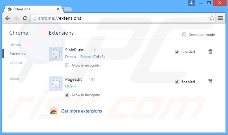 Suppression des extensions reliées à websearch.goodforsearch.info dans Google Chrome 
