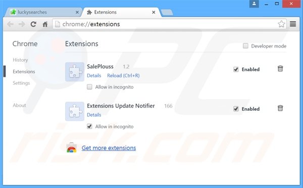Suppression des extensions reliées à homepage-web.com dans Google Chrome 