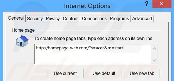  Suppression de la page d'accueil de homepage-web.com dans Internet Explorer 