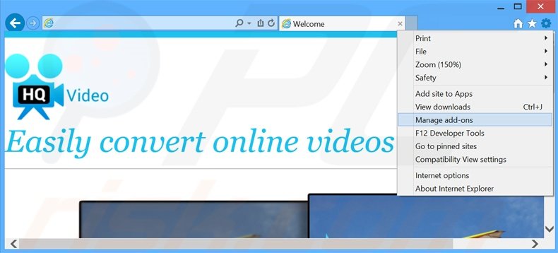 Suppression des publicités HQCinema Pro dans Internet Explorer étape 1