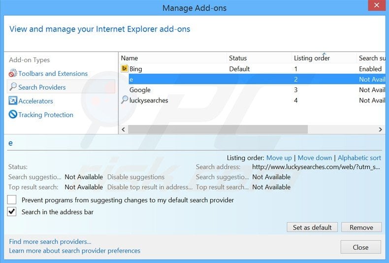 Suppression du moteur de recherche par défaut de jogostempo.com dans Internet Explorer 
