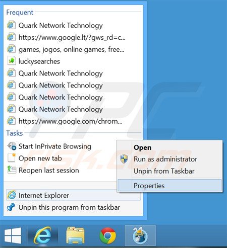 Suppression du raccourci cible de jogostempo.com dans Internet Explorer étape 1