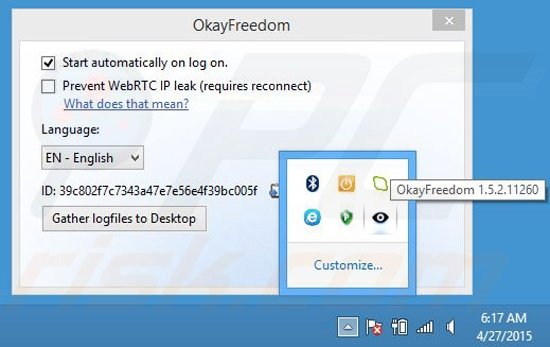 Logiciel de publicité OkayFreedom