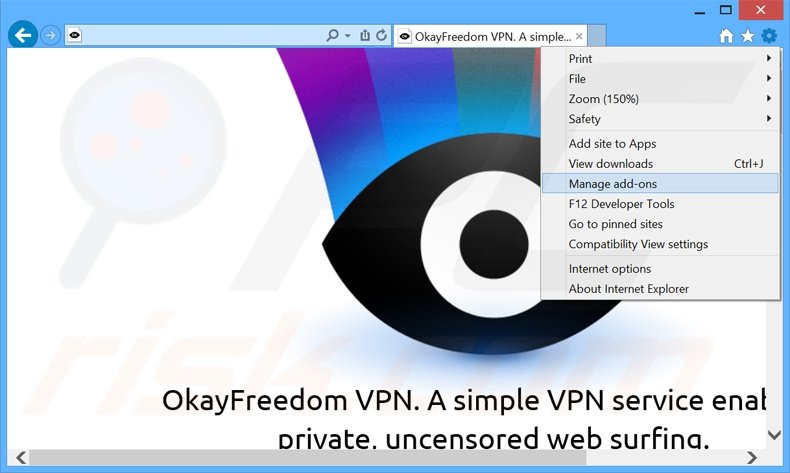 Suppression des publicités OkayFreedom dans Internet Explorer étape 1