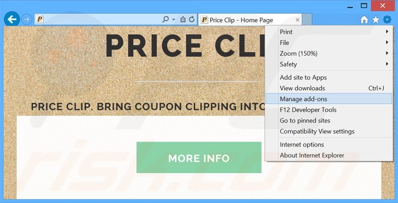 Suppression des publicités Price Clip dans Internet Explorer étape 1