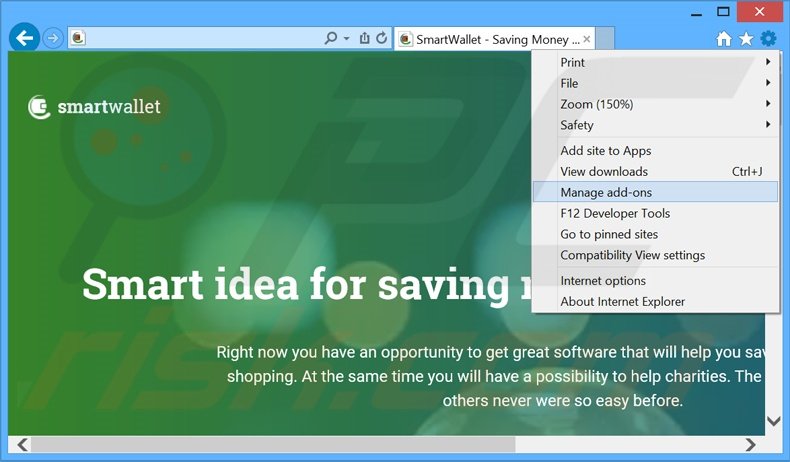 Suppression des publicités SmartWallet dans Internet Explorer étape 1