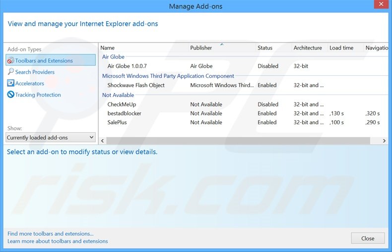 Suppression des extensions reliées à thesmartsearch.net dans Internet Explorer 