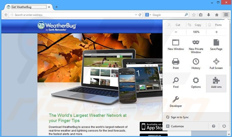 Suppression du logiciel de publicité relié à WeatherBug dans Mozilla Firefox étape 1