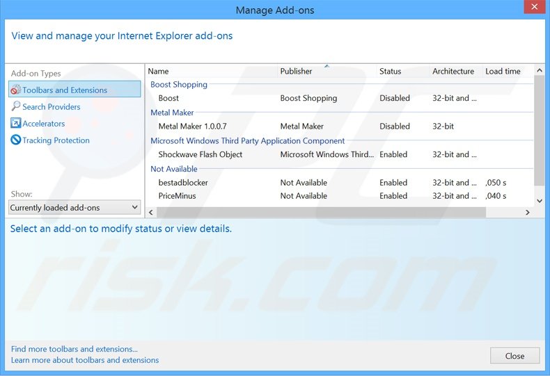 Suppression des extensions reliées à cassiopesa.com dans Internet Explorer 