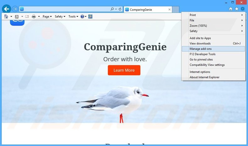 Suppression des publicités ComparingGenie dans Internet Explorer étape 1