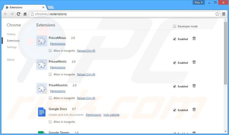 Suppression des publicités Desktop Search dans Google Chrome étape 2