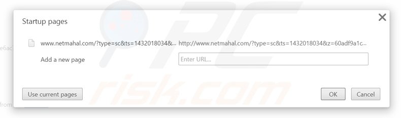 Suppression de la page d'accueil de netmahal.com dans Google Chrome 