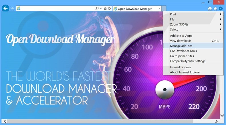 Suppression des publicités Open Download Manager dans Internet Explorer étape 1