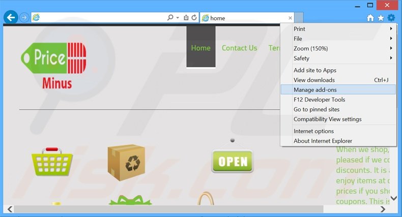 Suppression des publicités PriceMinus dans Internet Explorer étape 1