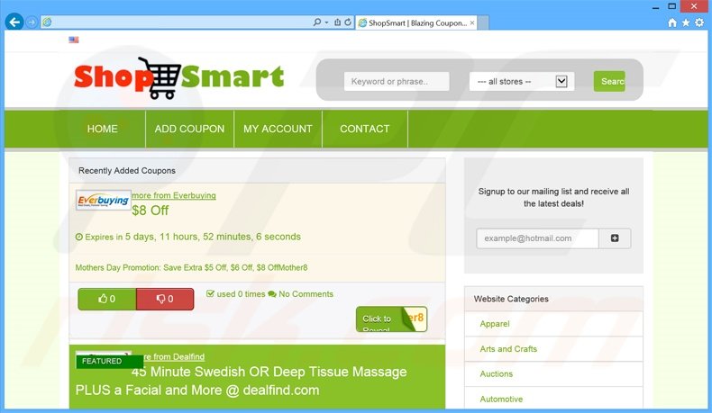 Logiciel de publicité ShopSmart 