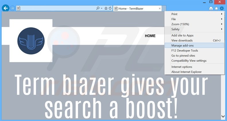 Suppression des publicités TermBlazer dans Internet Explorer étape 1